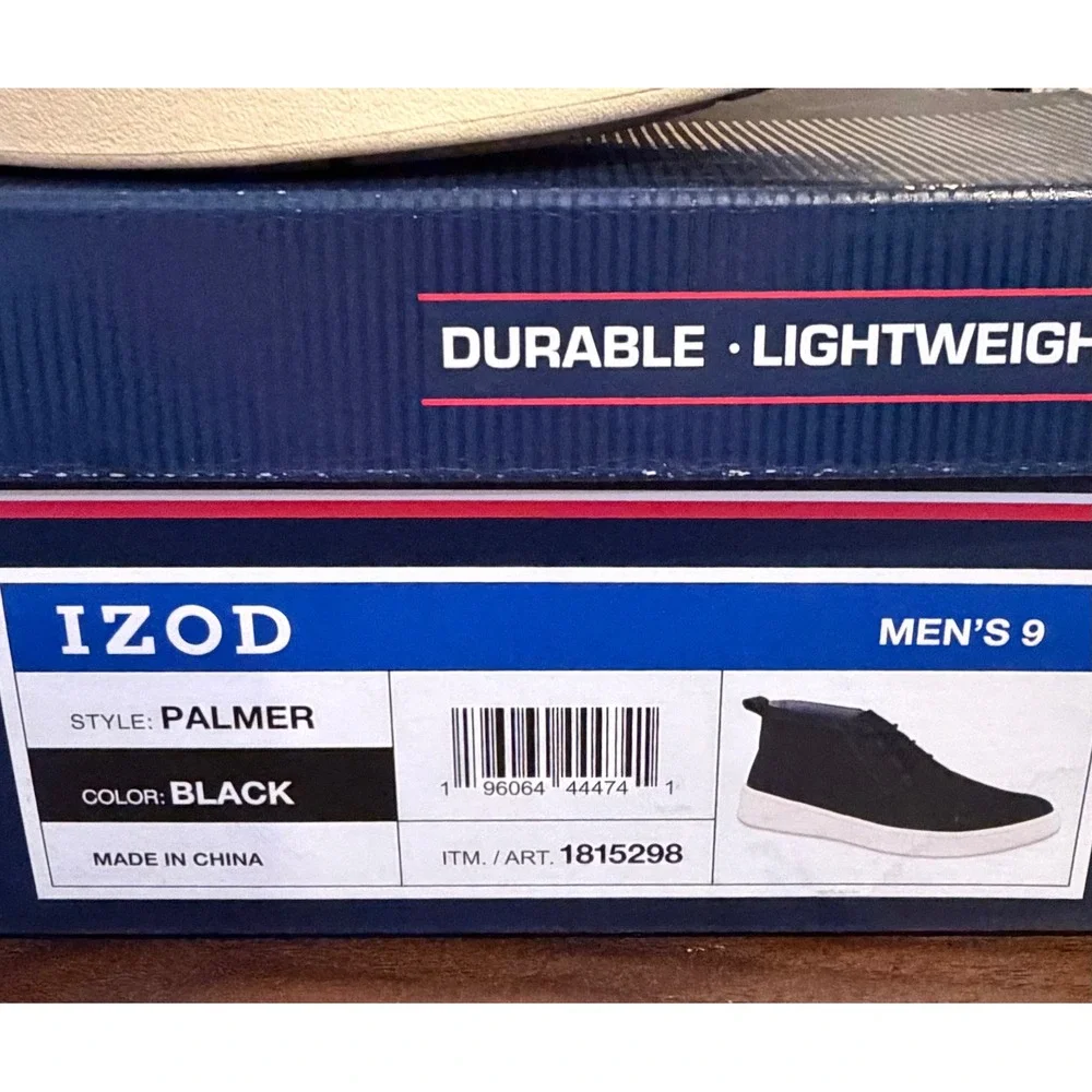 NWT IZOD Palmer Mens Black Chukka Boots Memory Foam Mid Top Sneakers Sz 9 Preppy